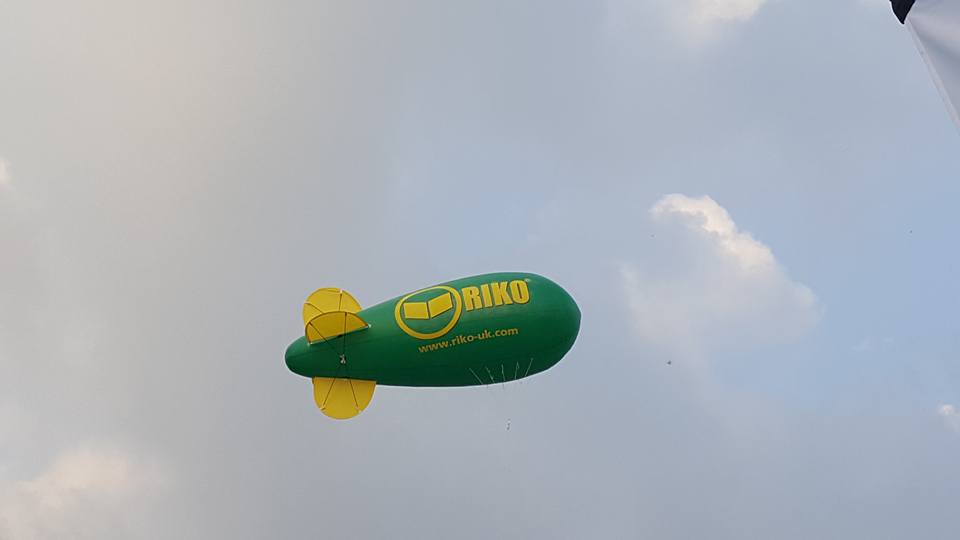 Rinko Branded Helium Blimp Inflated and Flying