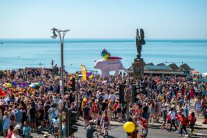 Pride parade balloon, Pig helium balloon, Squealing Pig Wines, Pride Parade, Parade balloon, Brighton Pride