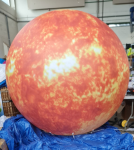 inflatable sun, inflatable sun hire, advertising inflatable planet, inflatable solar planet.