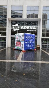 Branded Cube Inflated and Displayed outside OVO Arena