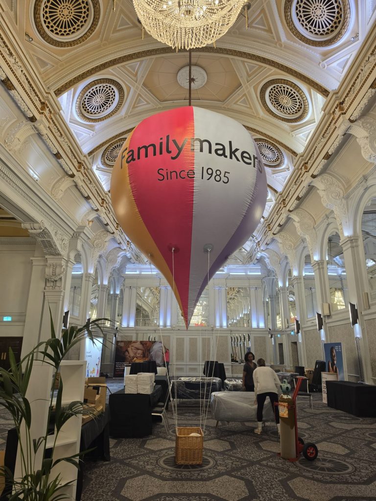 Helium Hot Air Balloon Replica. Hot Air Balloon Replica. Branded Hot Air Balloon Replica. Branded Inflatable. Event Inflatable. Hot Air Basket Hire. Display Basket.