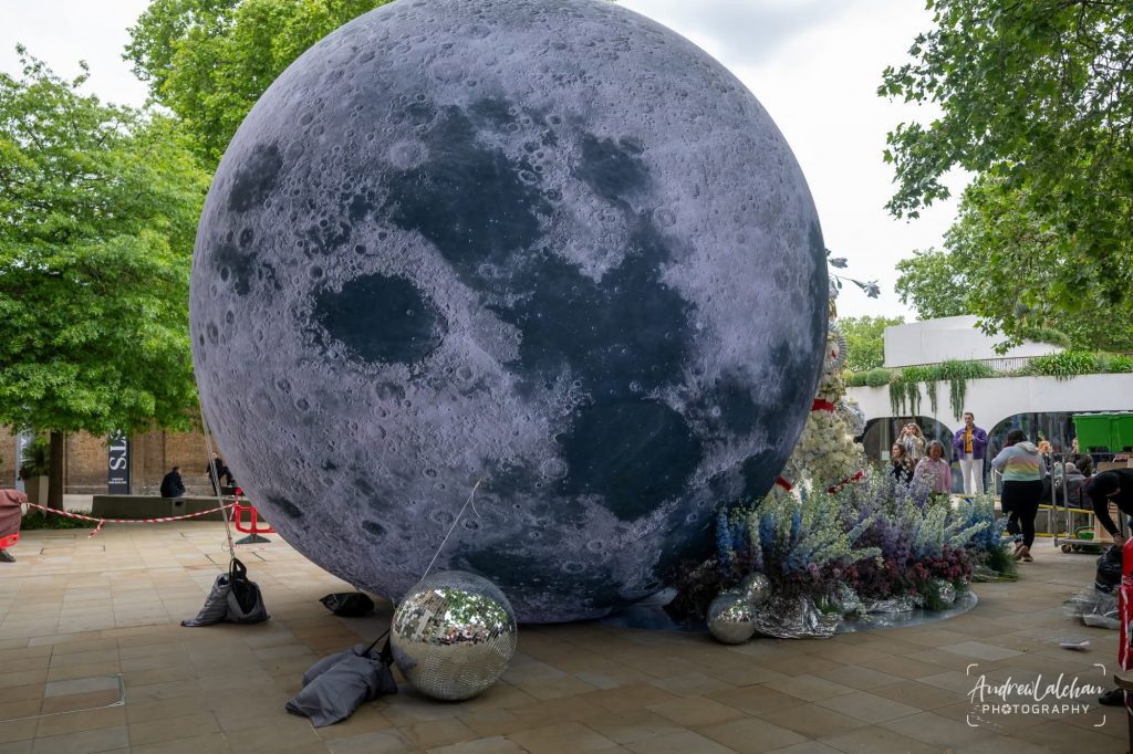 Inflatable Planet. Inflatable Moon. Moon Replica. Sealed Air Inflatable. Constant Air Inflatable. Display Inflatable. Exhibition Balloon. Exhibition Inflatable. Giant Moon. Large Inflatable Moon. Chelsea Flower Show.