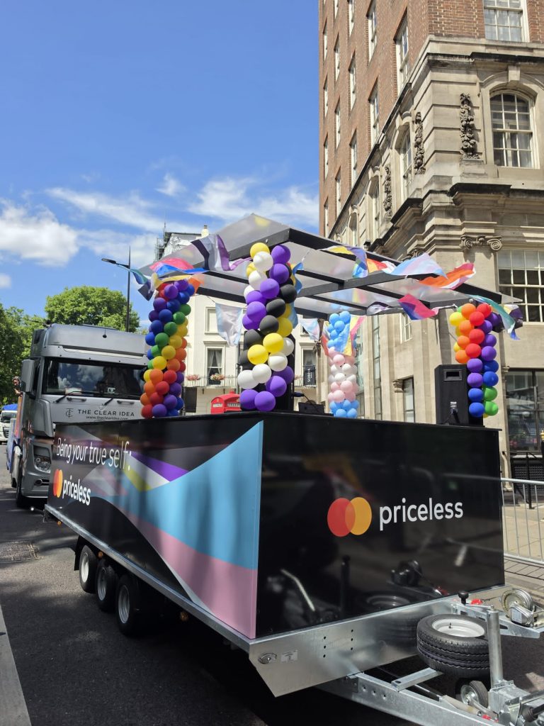 Parade Inflatable. Parade Trailer. Branded Trailer. Branded Car. Pride in London. Parade DJ. Pride Flags. Balloons.